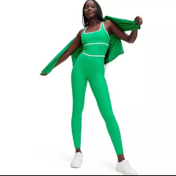 Diane Von Furstenberg Pants - Diane Von Furstenberg For Target Green & White Racerback Full Length Bodysuit